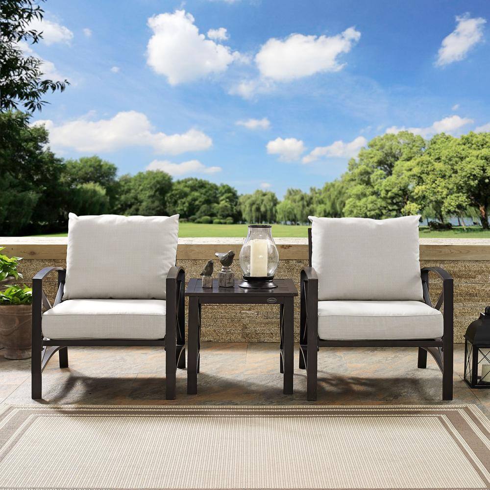 Alt View 3. Crosley Furniture - Kaplan 3Pc Outdoor Chair Set - Side Table & 2 Chairs - Oatmeal.
