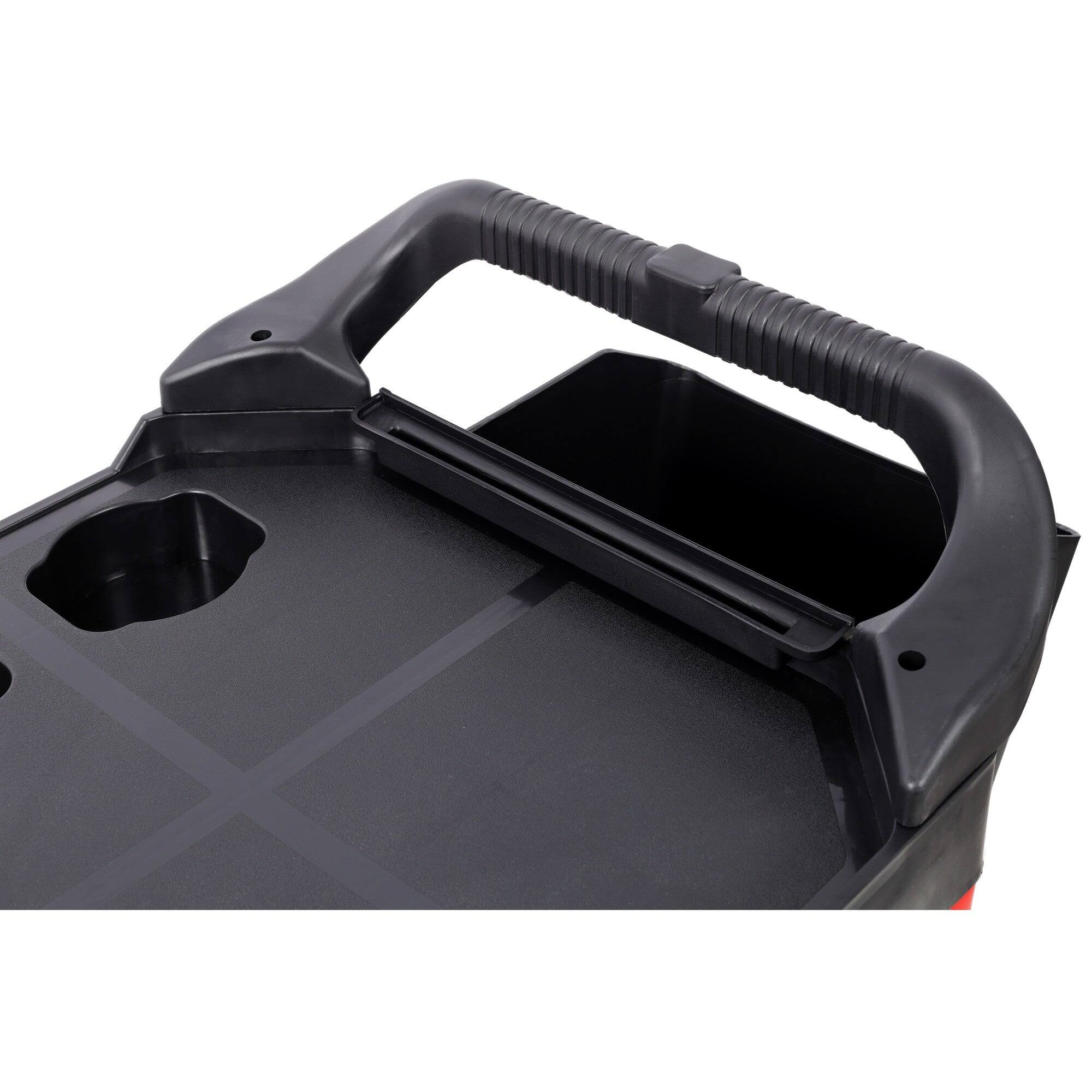 Alt View 5. Boyel Living - 17 Inches 3 Tier Black Red Rolling Plastic Utility Tool Cart With Wheels Two Buckets - Red.