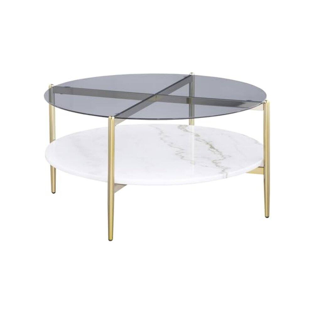 Alt View 3. Coaster Co. of America - Jonelle 2-piece Round Coffee and End Table Set Gold - Grey.