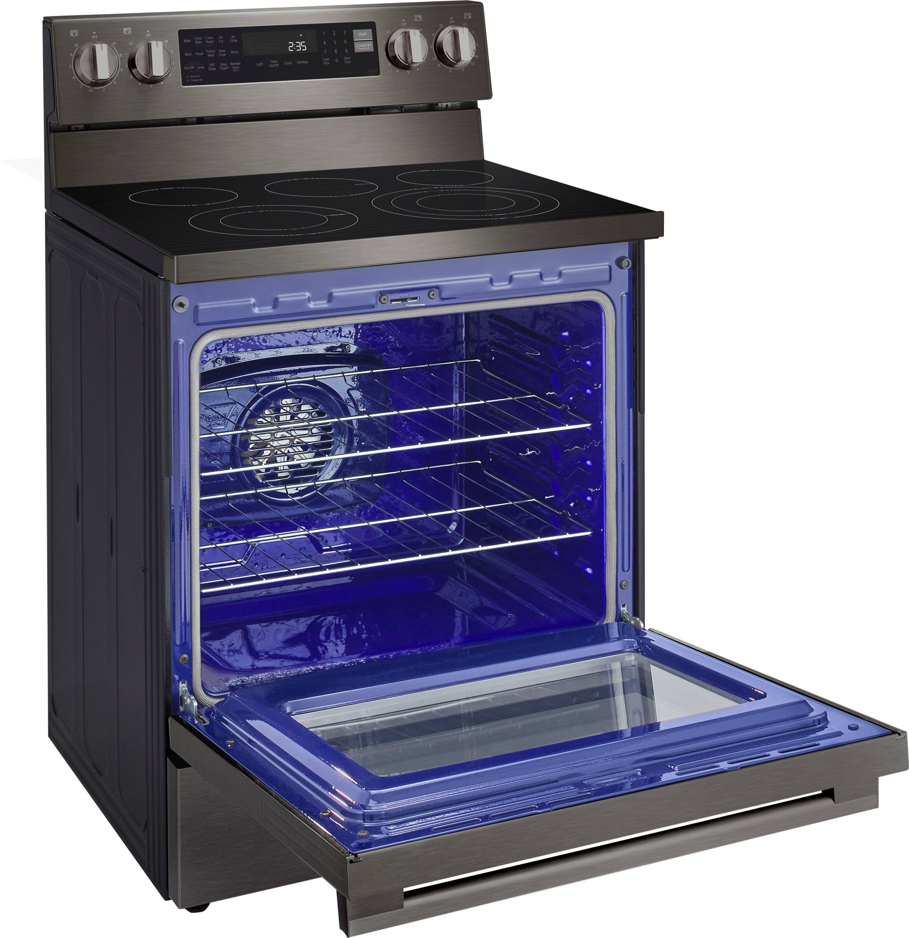 Alt View 8. LG - 6.3 Cu. Ft. Freestanding Electric True Convection Smart Range with Air Fry and Premium Handle - PrintProof Black Stainless Steel.