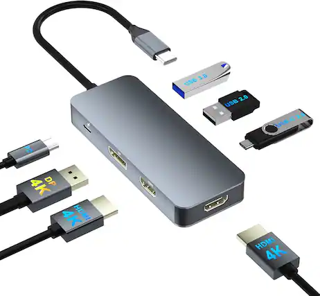 N 3.0 USB 2.0 USB 2.0 USB-C 2.0 PD 5 4K 4 DP 4K HDMI 4K