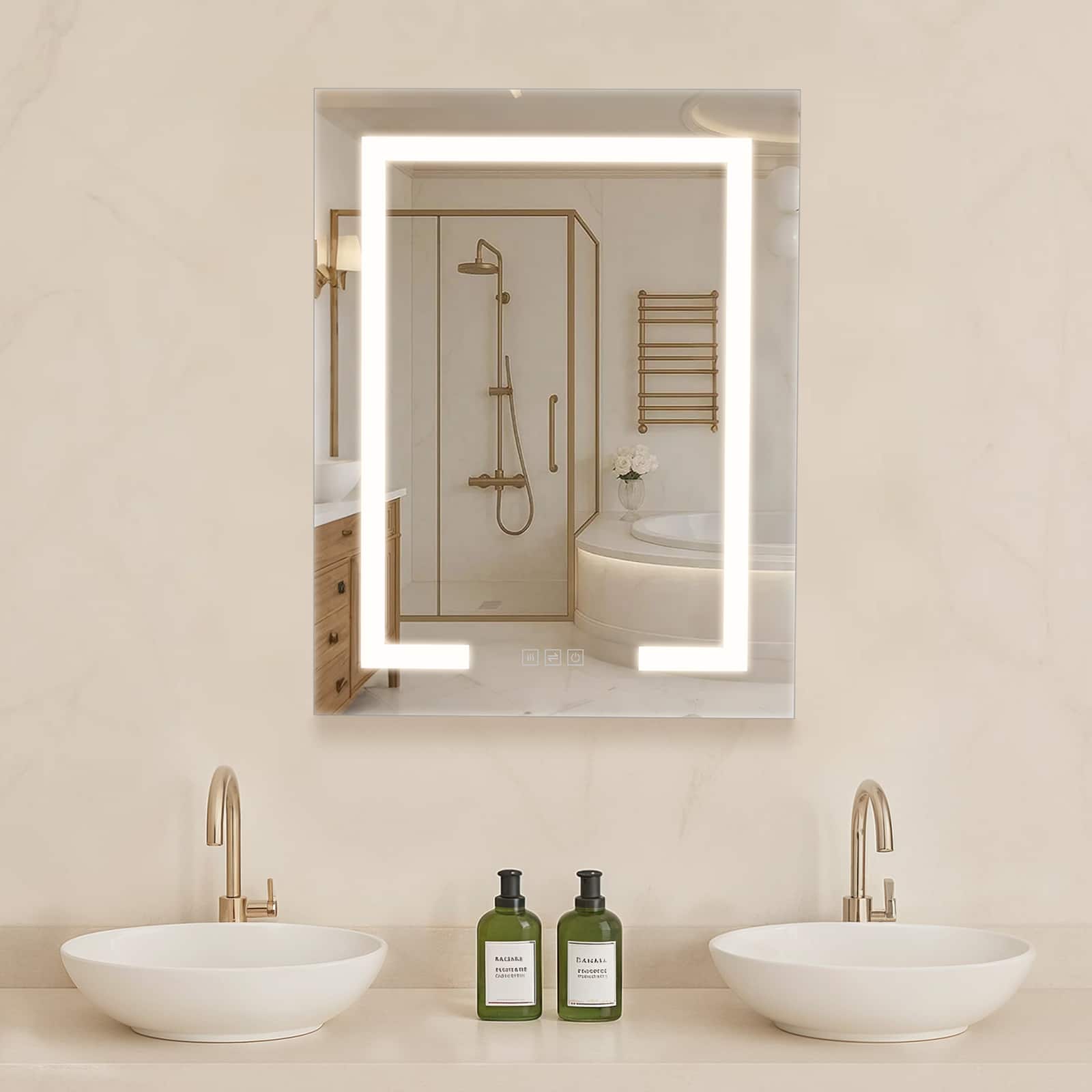 VEVOR - Lighted Medicine Cabinet with Mirror, 20 x 26 in Recessed or Wall Mount, 3 Color Dimmable LED Bathroom Medicine Cabinet - Silver