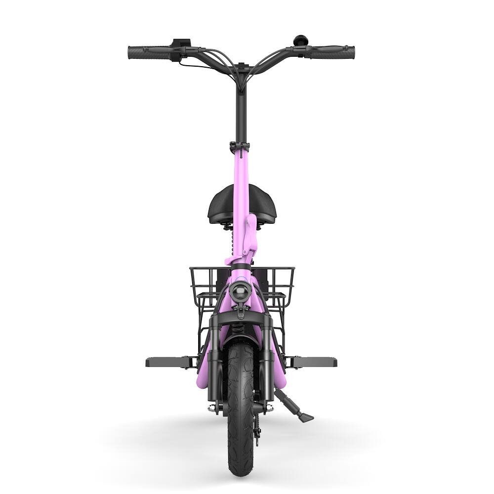 Back. MIHOVER - 500W Electric Scooter with Seat for Adults, 19 MPH, 12-Inch Tires, Dual Shock Absorbers, 36V 10.4Ah, 265lb. Capacity - Pink.