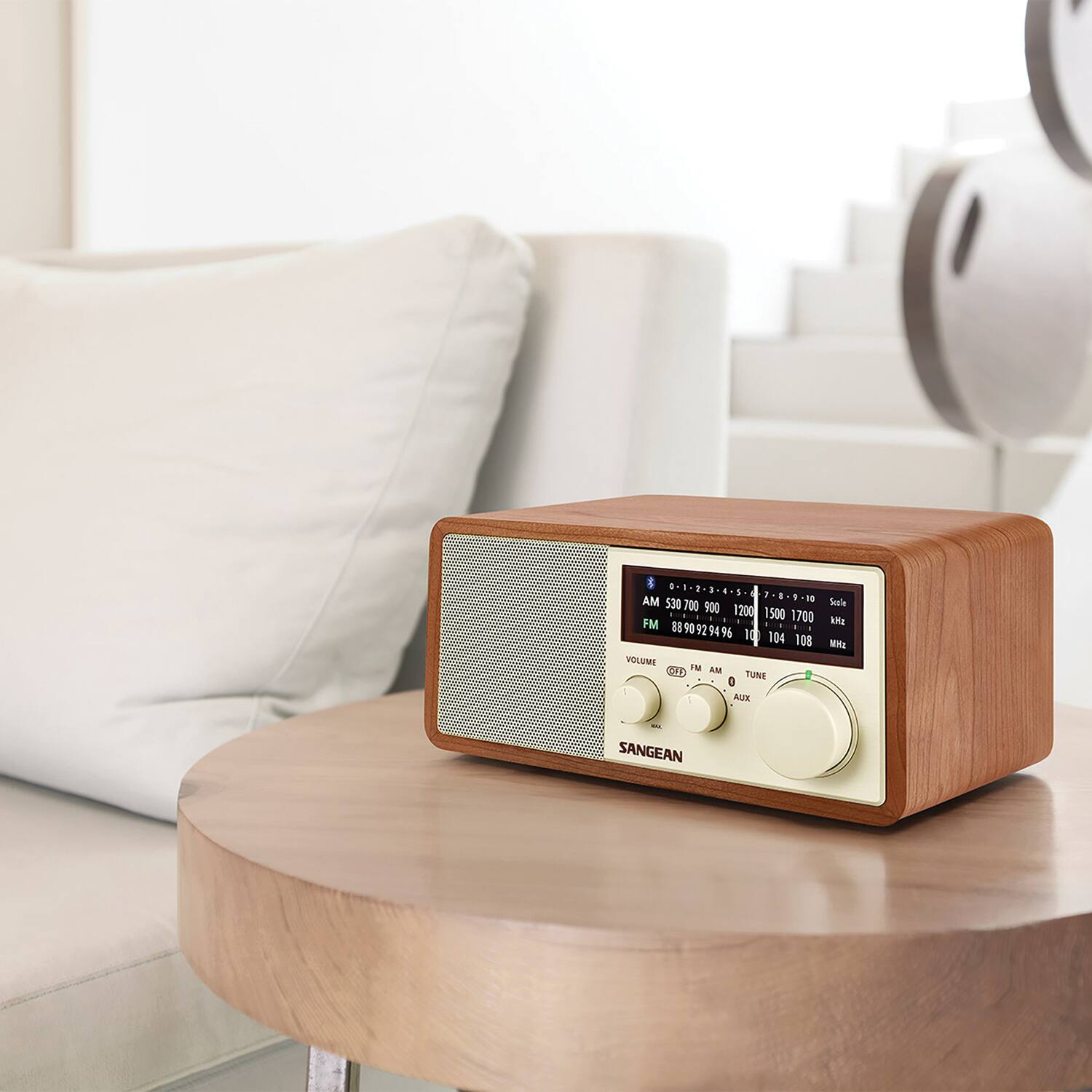 Sangean Bluetooth Tabletop Retro Wooden Cabinet AM/FM Aux Radio