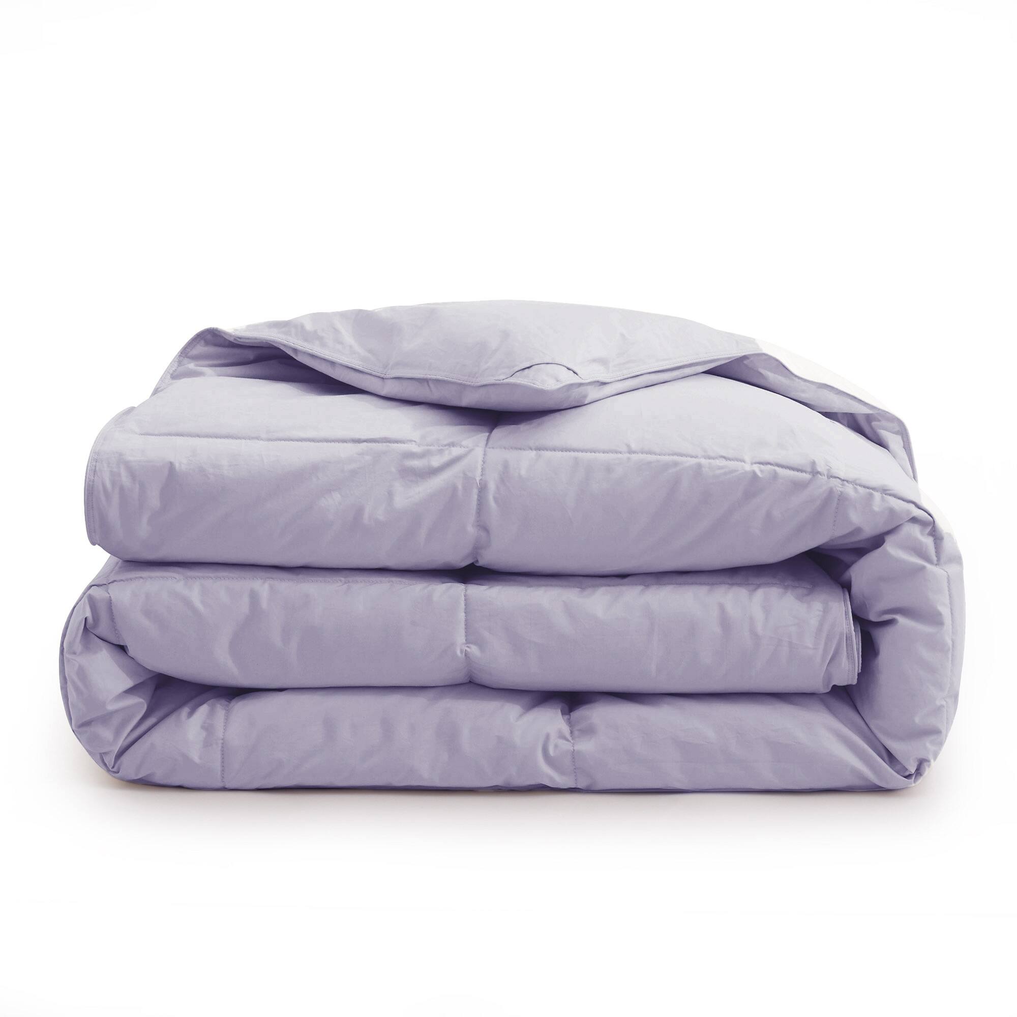 Angle. Puredown - Puredown Luxurious 300TC 100% Organic Cotton Down Feather Fiber Comforter, Purple, Full/Queen - Purple.