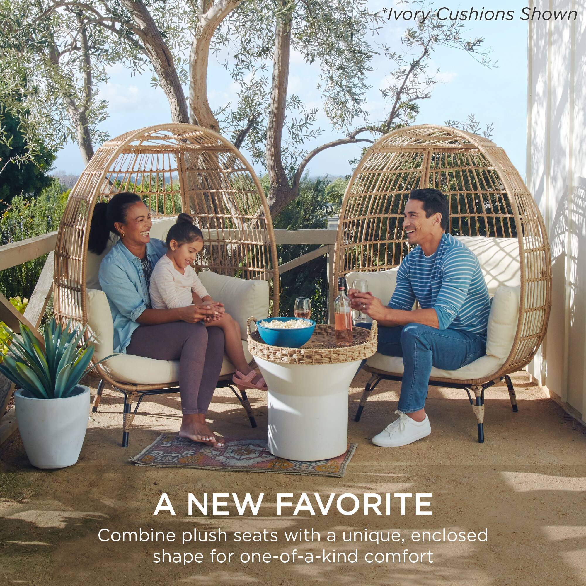 *Ivory Cushions Shown*

A NEW FAVORITE

Combine plush seats with a unique, enclosed shape for one-of-a-kind comfort