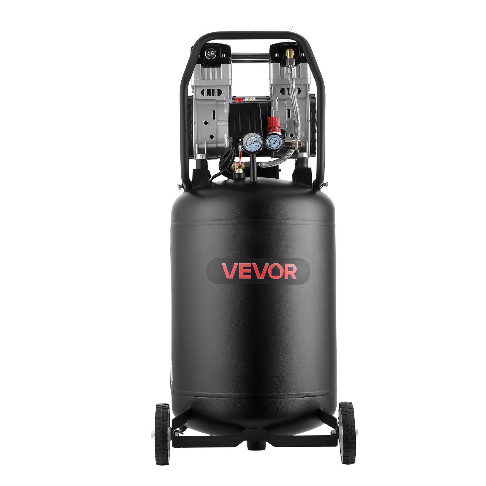 Alt View 5. VEVOR - 20-Gallon Air Compressor, 2HP 4.5 SCFM at 90PSI, Max 125PSI Pressure Oil-Free Air Compressor Tank, Portable on Wheels - Black;Orange.