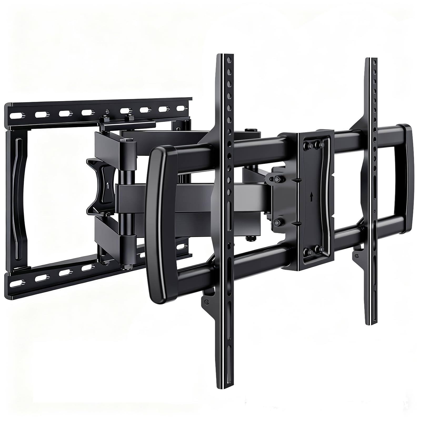Front. Dazzed Corner - Full Motion TV Wall Mount for 32‑85" TVs, Dual Articulating Arms, Tilt Swivel Extension Leveling - Black.