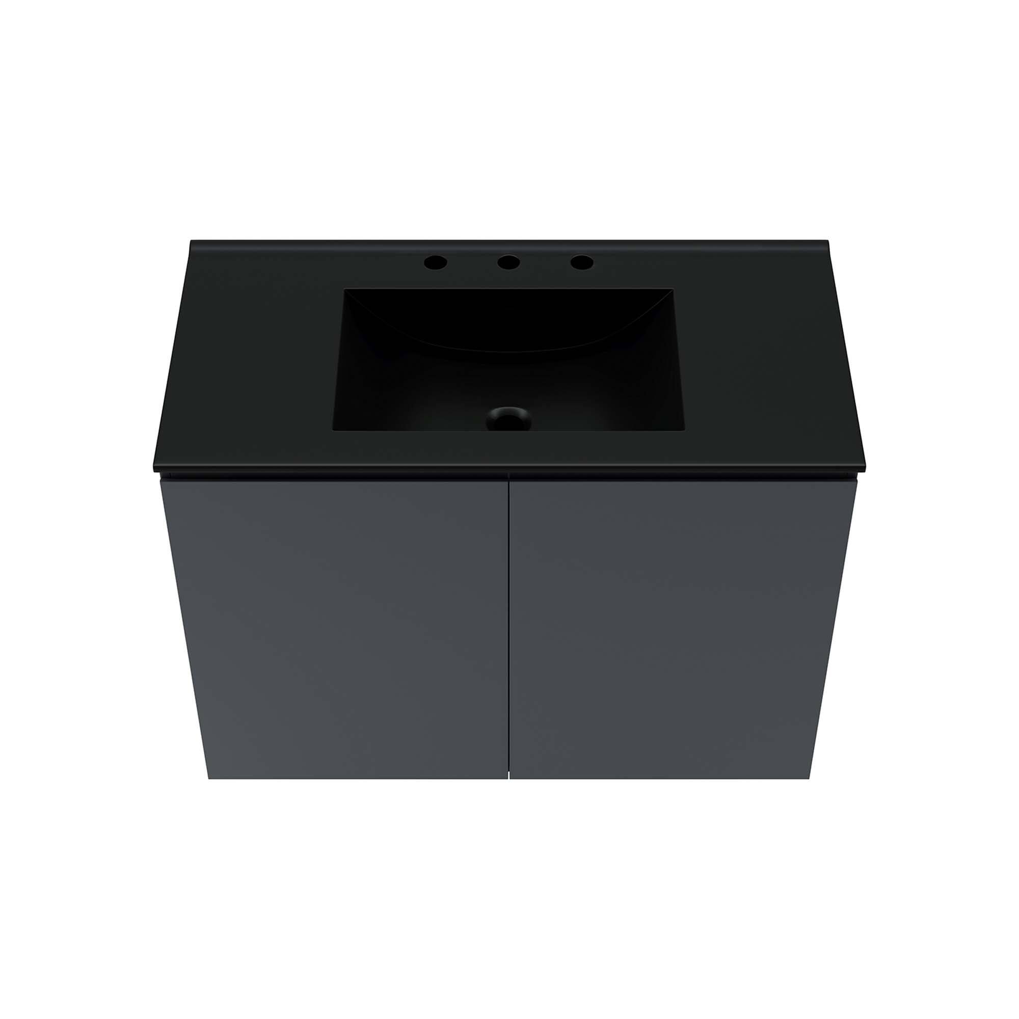 Alt View 4. Modway - Bryn Wall-Mount Bathroom Vanity Basin Included - Gray Black.