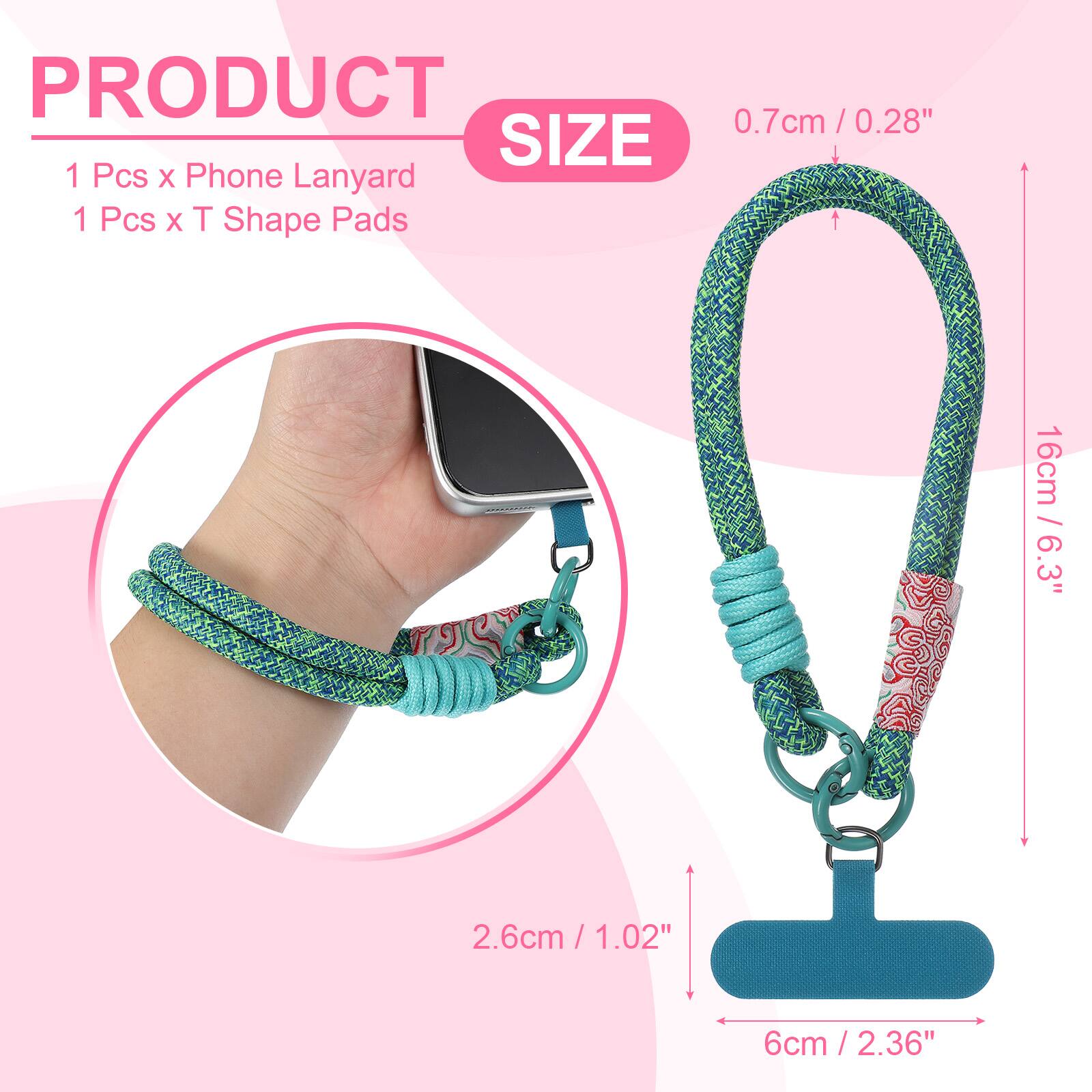 PRODUCT  
1 Pcs x Phone Lanyard  
1 Pcs x T Shape Pads  

SIZE  
0.7cm / 0.28"  
16cm / 6.3"  
2.6cm / 1.02"  
6cm / 2.36"