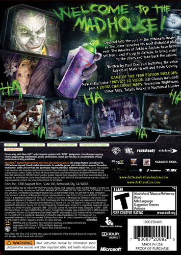 Batman Arkham Asylum Goty - Xbox 360 - Rocksteady - Brinquedos e Games FL  Shop
