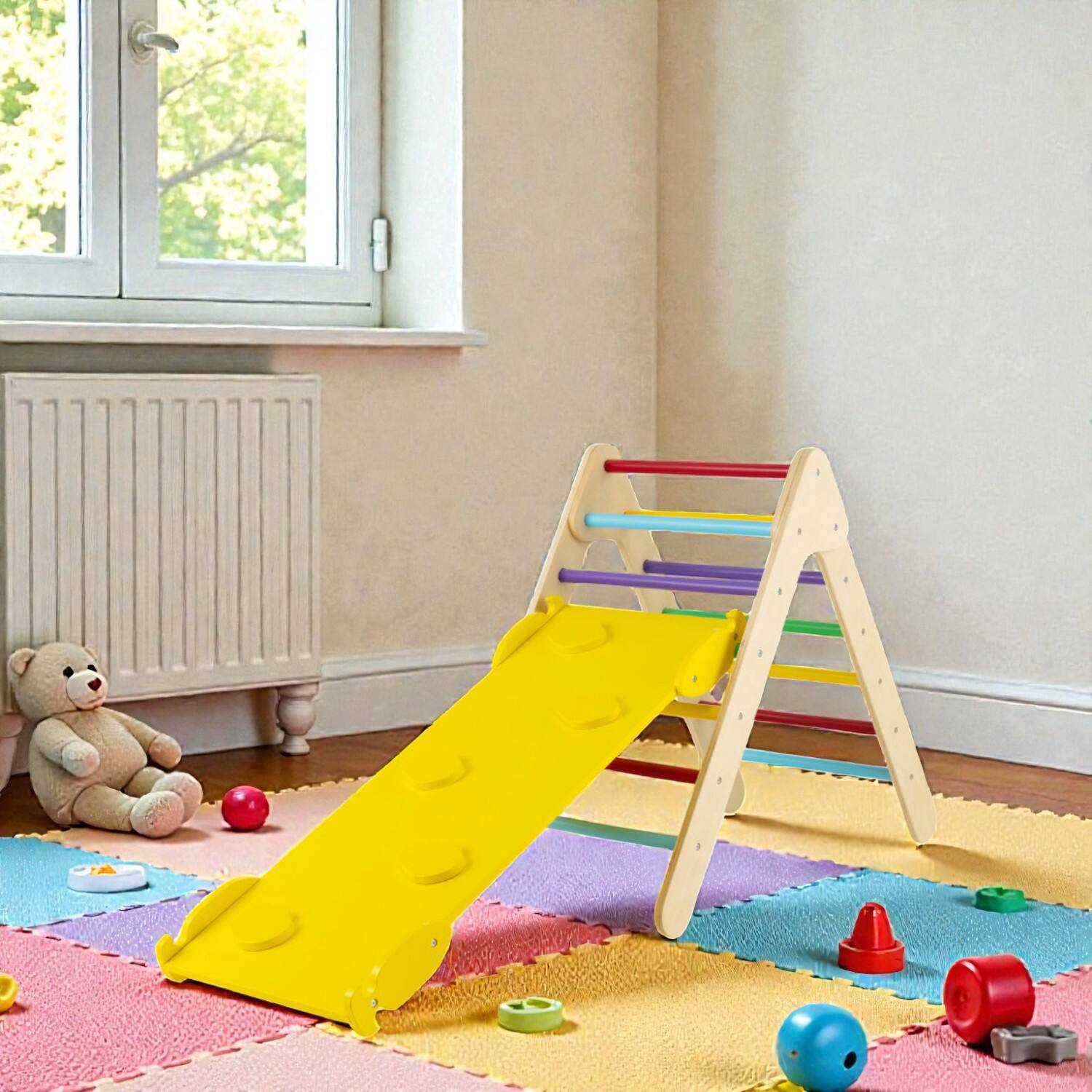 BreeBe - Multi-Functional 3-in-1 Toddler Triangle Climber with Ramp and Slide - Multicolor price history on PriceWatchPro