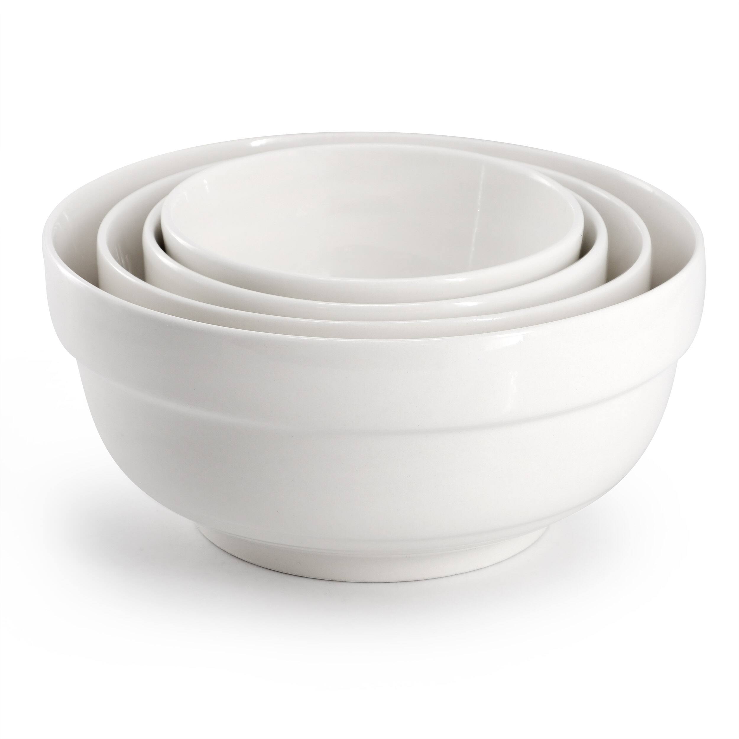 Angle. Gibson - Gibson Home Great Essentials 4 Piece Fine Ceramic Serving Bowl Set in White - White.