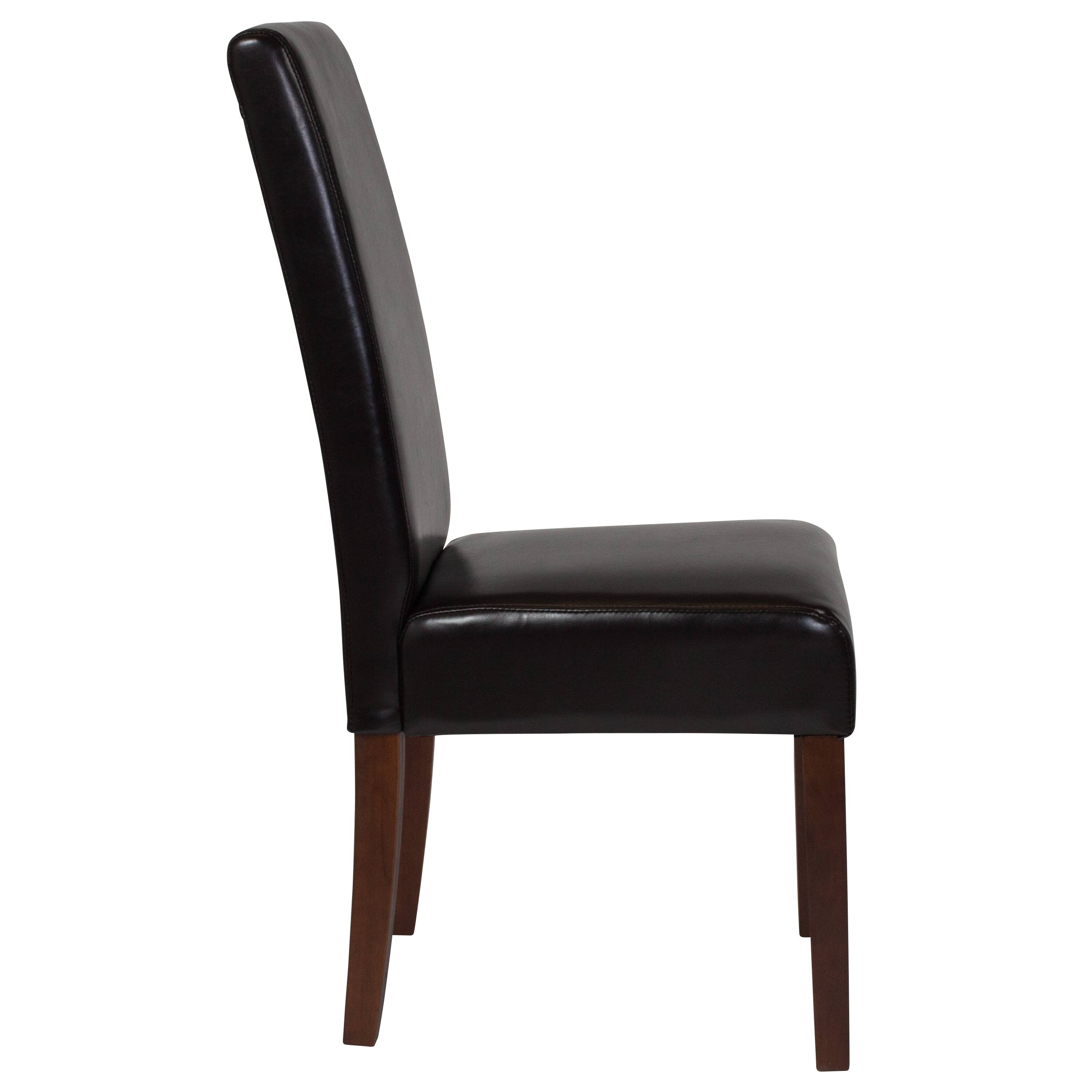 Alt View 15. Alamont Home - Greenwich Series Upholstered Panel Back Mid-Century Parsons Dining Chairs - Brown LeatherSoft.