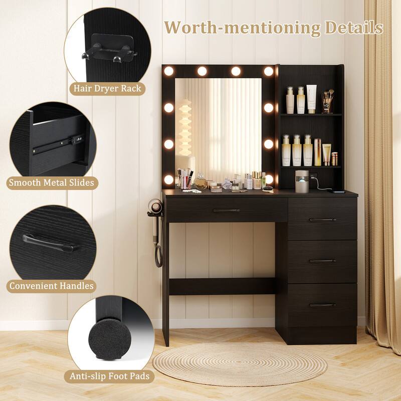 Worth-mentioning Details
- Hair Dryer Rack
- Smooth Metal Slides
- Convenient Handles
- Anti-slip Foot Pads
