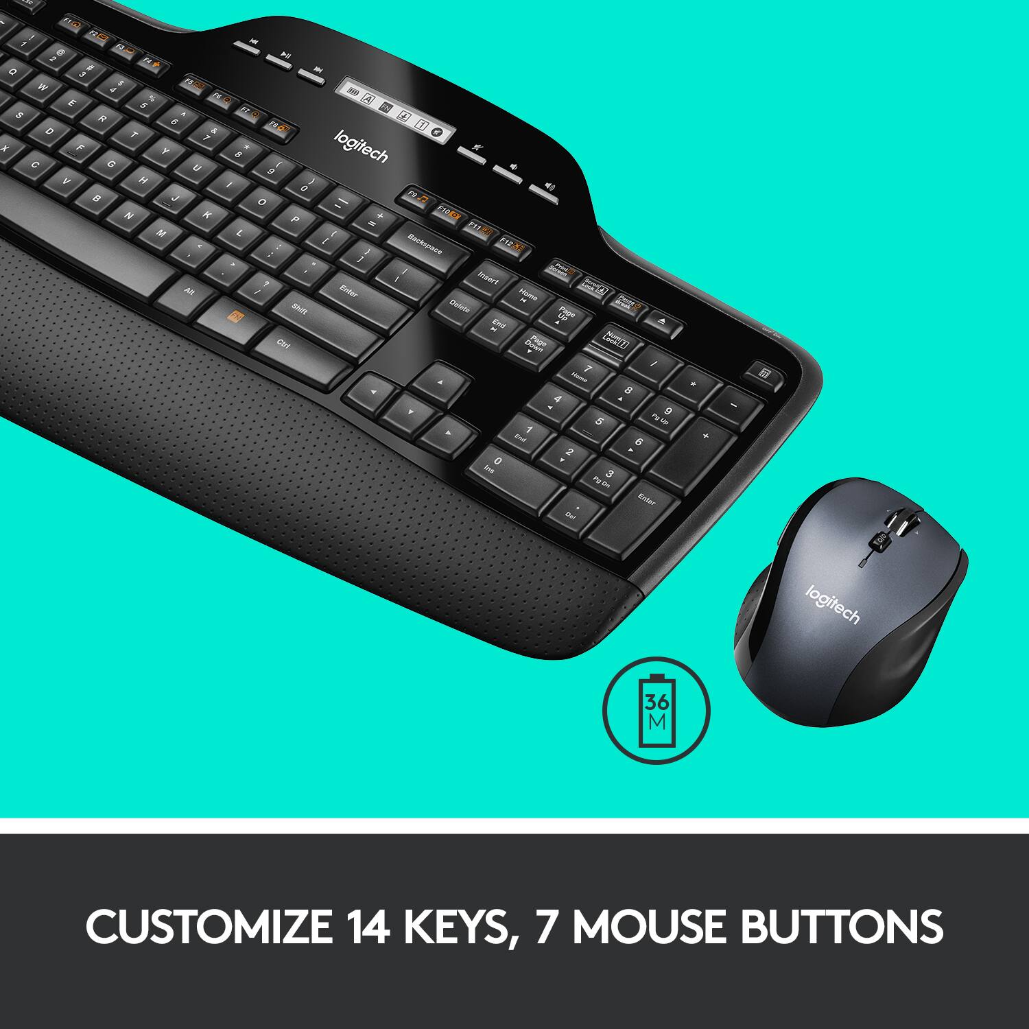 Logitech MK710 Performance Wireless Keyboard & Mouse Combo – QWERTY, Palm Rest, Black