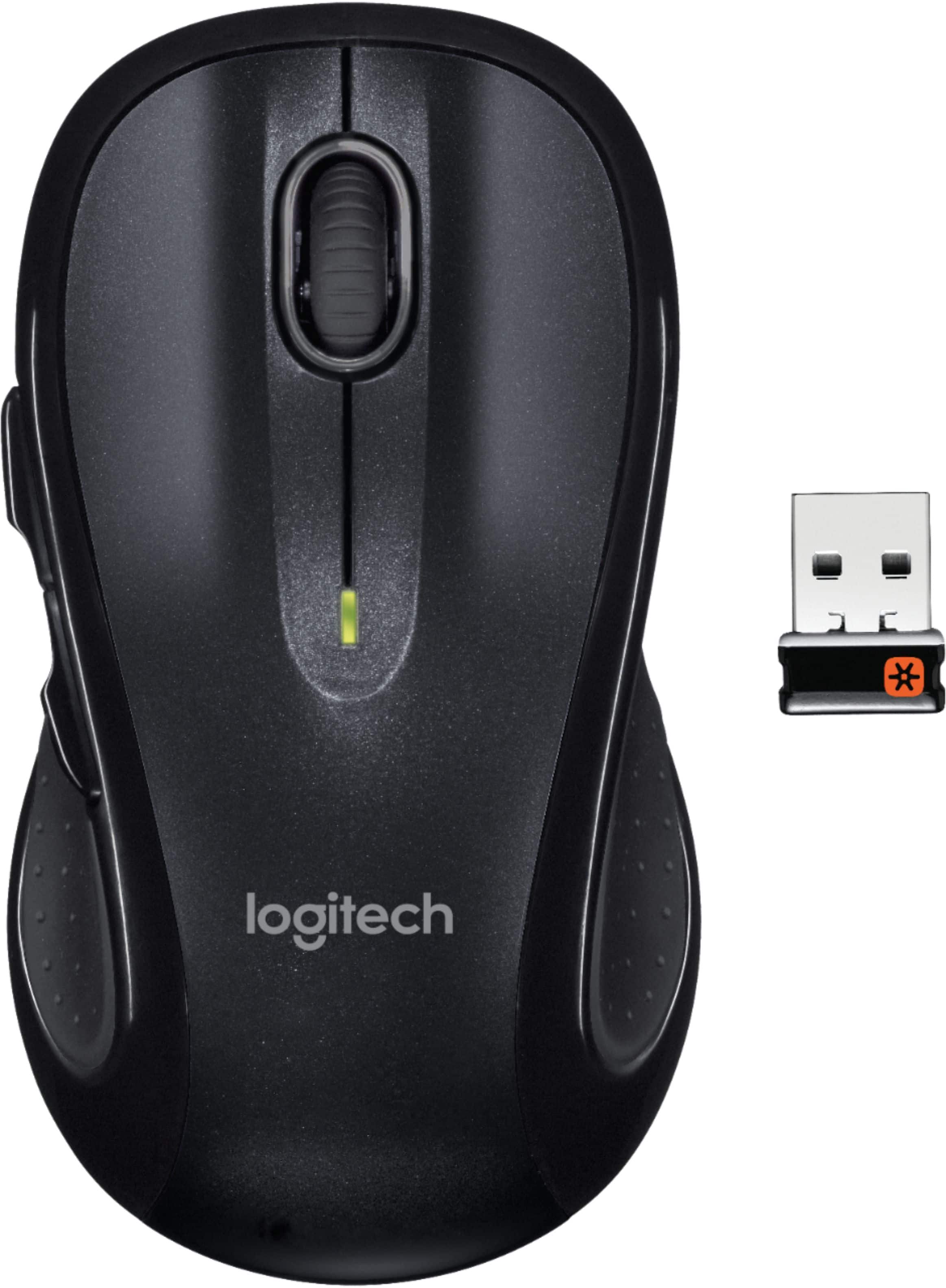 Front. Logitech - M510 Wireless Optical Ambidextrous Mouse - Silver/Black.
