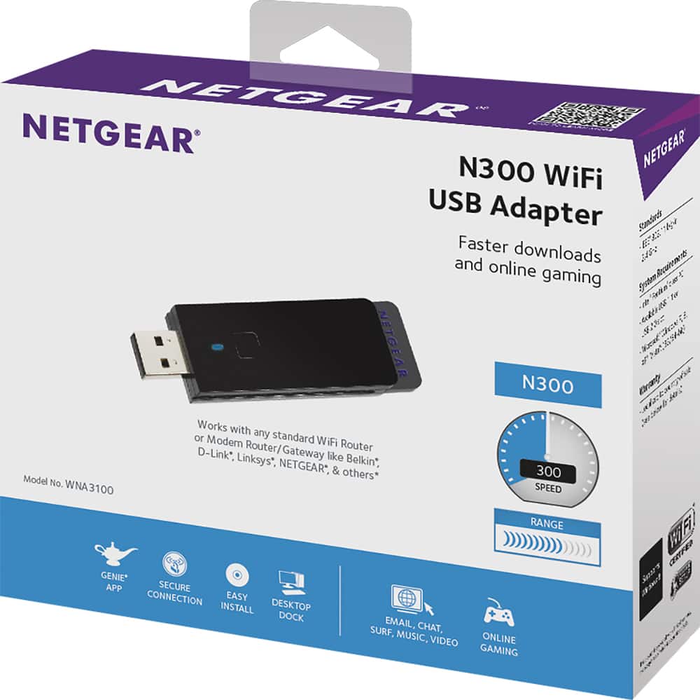 Alt View 12. NETGEAR - N300 N USB Adapter - Black.
