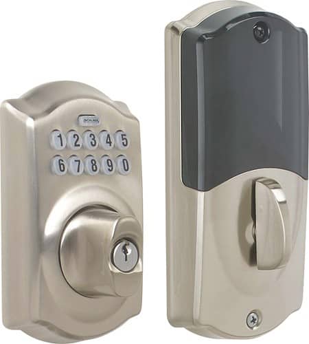 Angle Standard. Schlage - LiNK Wireless Keypad Deadbolt - Satin Nickel.