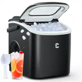 Easyera - Ice Maker Countertop, Portable Ice Machine 9 Cubes in 6 Mins, 26lbs/24H, Two Sizes of Bullet Ice, Self-Cleaning - Black