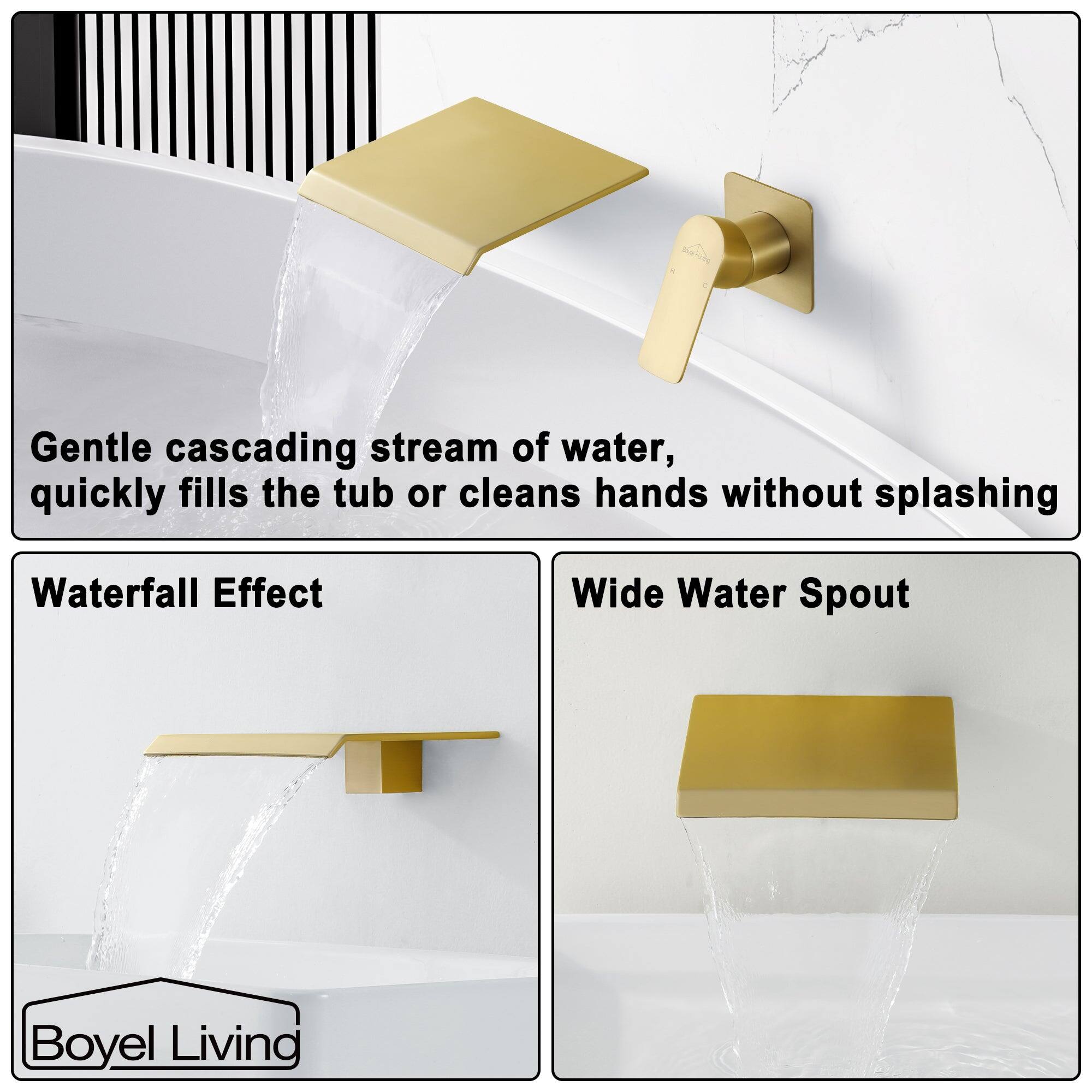 Boyel Living, Waterfall Effect, Wide Water Spout, Gentle cascading stream of water, quickly fills the tub or cleans hands without splashing