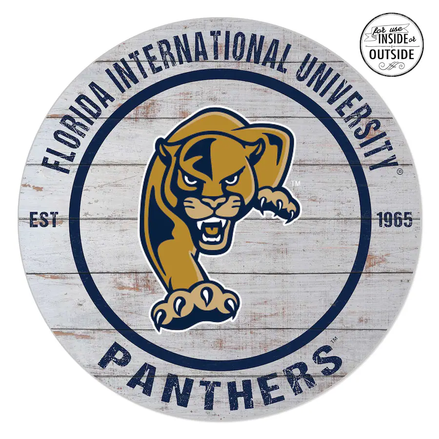 Panders Sign Jardine FIU Panthers 20'' x 20'' Indoor/Outdoor Weathered Circle Sign ...