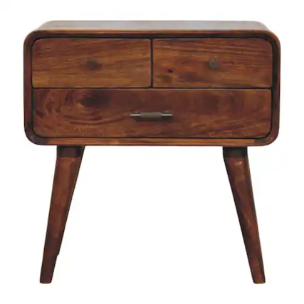 Front. Artisan Furniture - Artisan Furniture Solid Wood Avora 3-Drawer Chestnut Nightstand, Nordic Legs, Brown - Brown.
