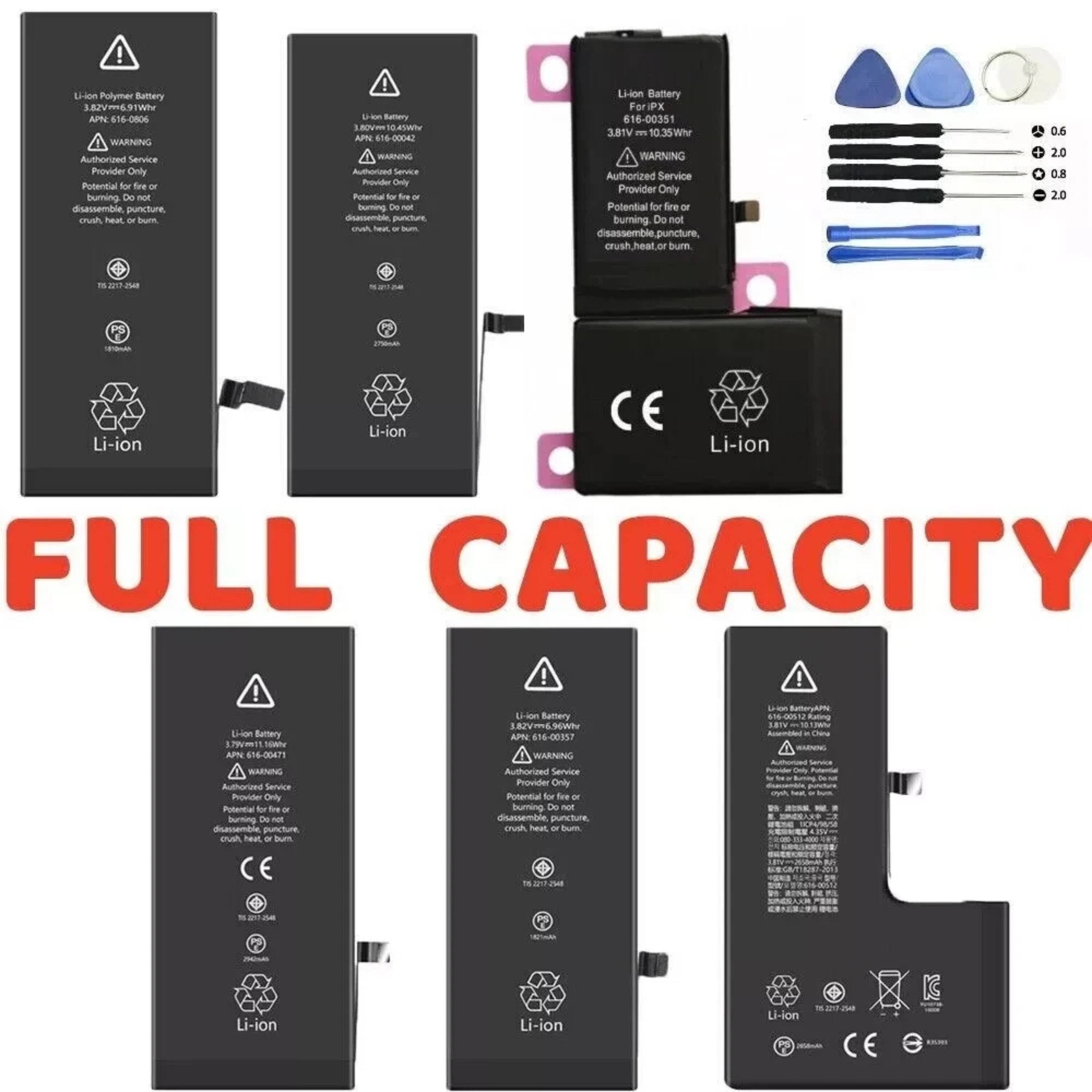 Li-ion Polymer Battery  
3.82V 9.6Wh  
APN: 616-0006  
WARNING  
Authorized Service Provider Only  
Potential for fire or burning. Do not disassemble, puncture, crush, heat or burn.  

Li-ion Battery  
3.8V 10.35Wh  
APN: 616-0042  
WARNING  
Authorized Service Provider Only  
Potential for fire or burning. Do not disassemble, puncture, crush, heat or burn.  

Li-ion Battery  
3.8V 10.35Wh  
APN: 616-00351  
WARNING  
Authorized Service Provider Only  
Potential for fire or burning. Do not disassemble, puncture, crush, heat or burn.  

Li-ion Battery  
3.8V 10.35Wh  
APN: 616-00471  
WARNING  
Authorized Service Provider Only  
Potential for fire or burning. Do not disassemble, puncture, crush, heat or burn.  

Li-ion Battery  
3.8V 9.6Wh  
APN: 616-0035