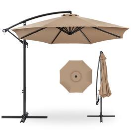 Best Choice Products - 10ft Offset Hanging Outdoor Market Patio Umbrella w/ Easy Tilt Adjustment - Tan