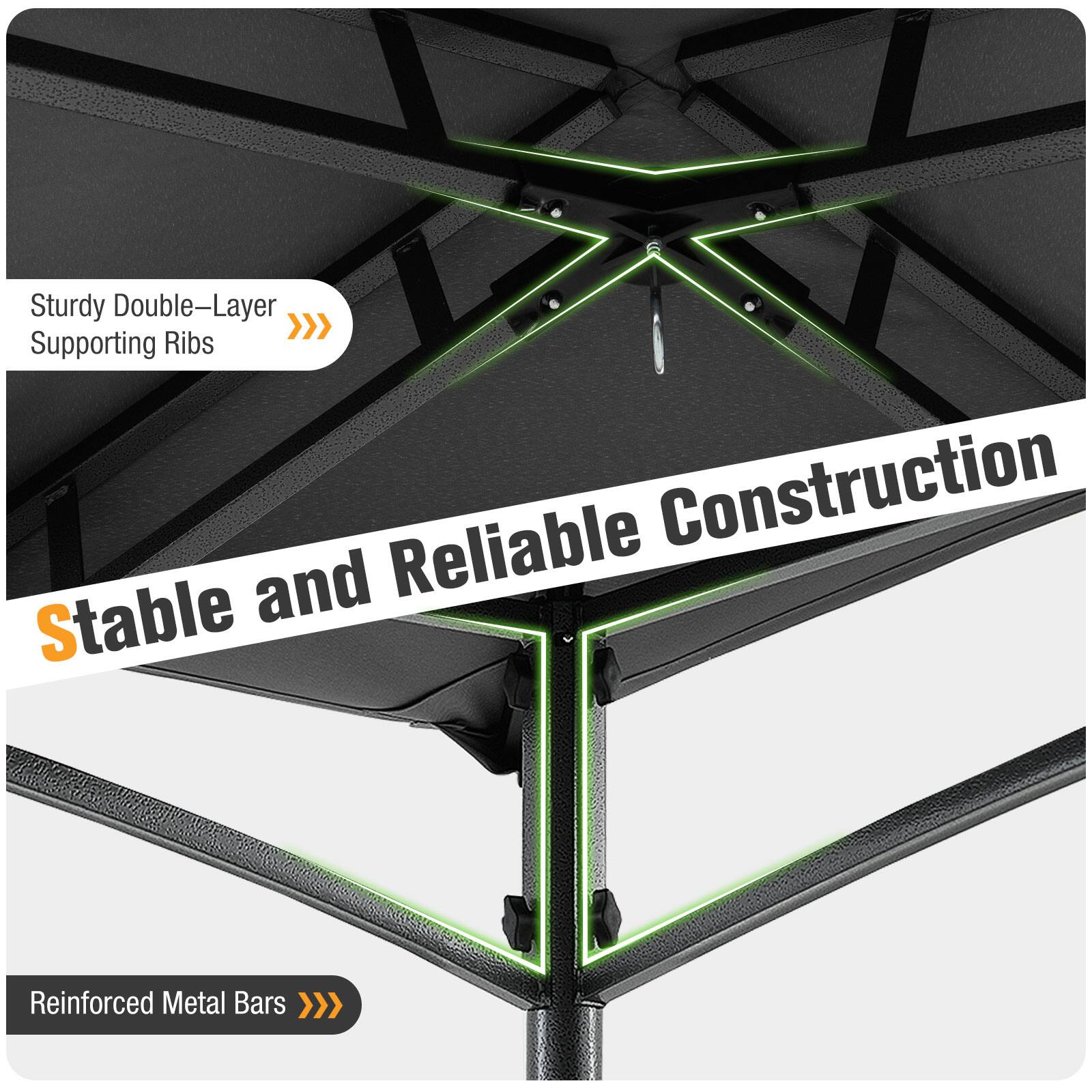 Sturdy Double-Layer Supporting Ribs Reliable Construction Stable and Reinforced Metal Bars