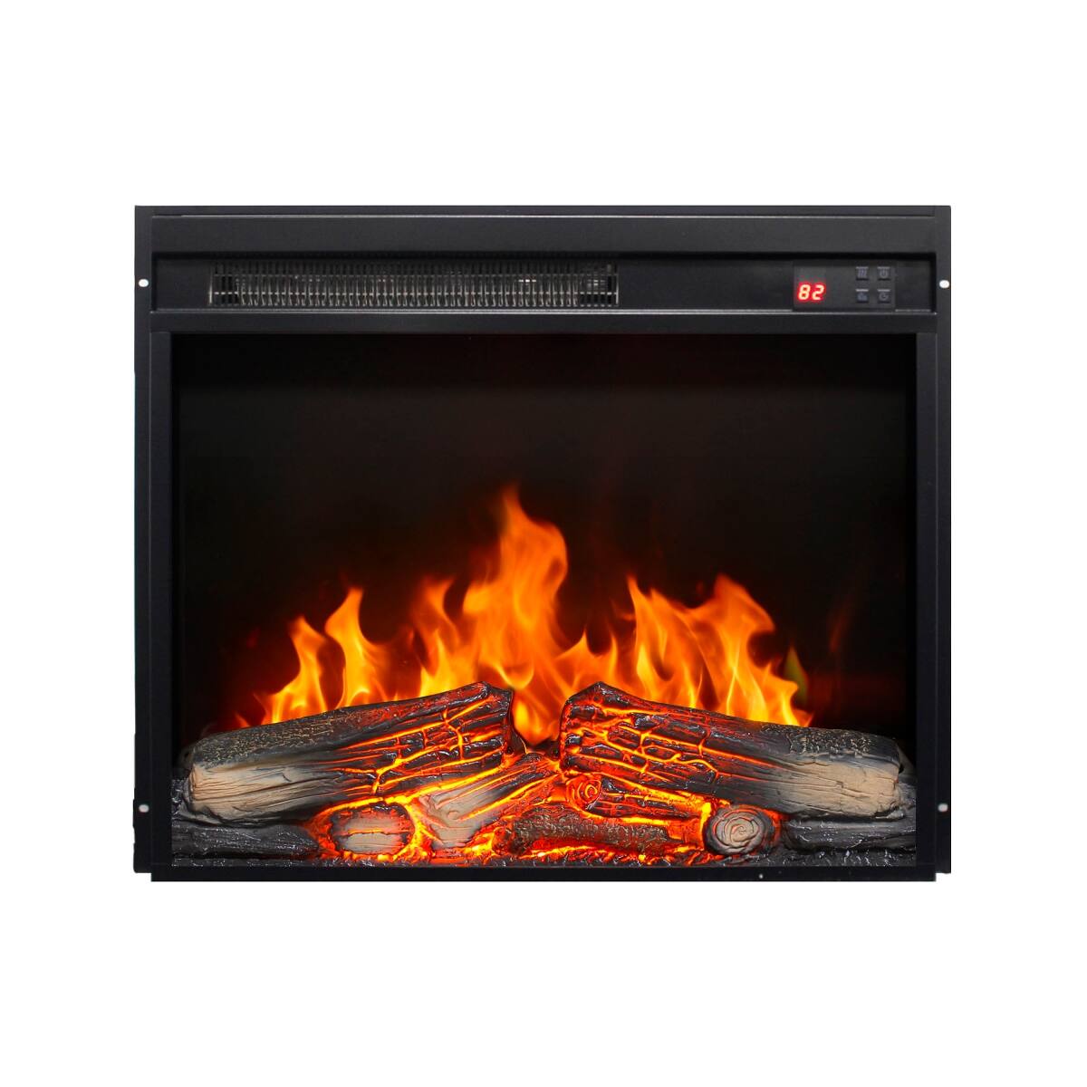 Left. Loheer - Loheer 23 inch electric fireplace insert, ultra thin fireplace heater with remote control and overheating protection - Antique Black.