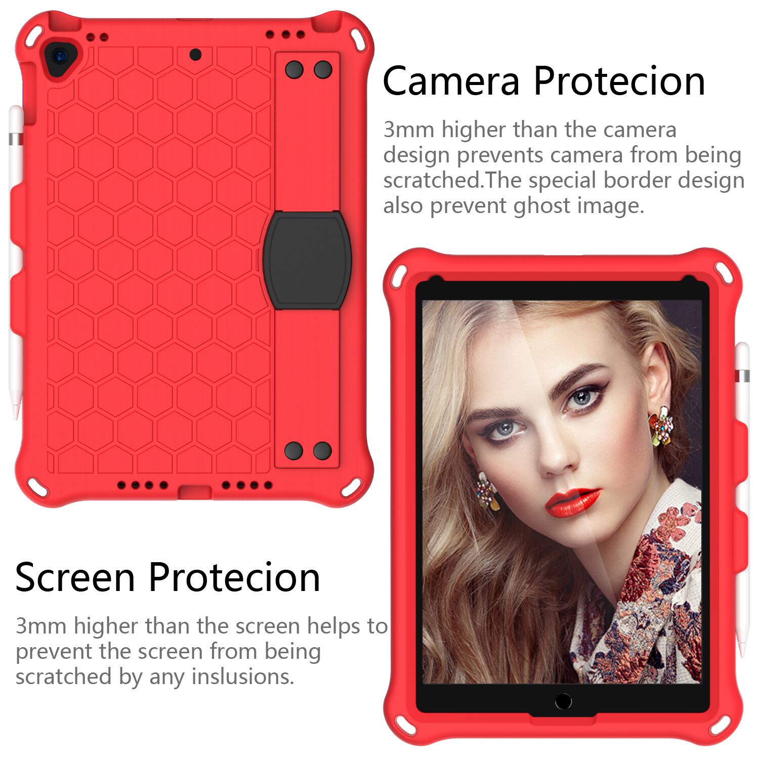 Camera Protection 3mm higher than the camera design prevents camera from being scratched. The special border design also prevents ghost image.

Screen Protection 3mm higher than the screen helps to prevent the screen from being scratched by any inclusions.