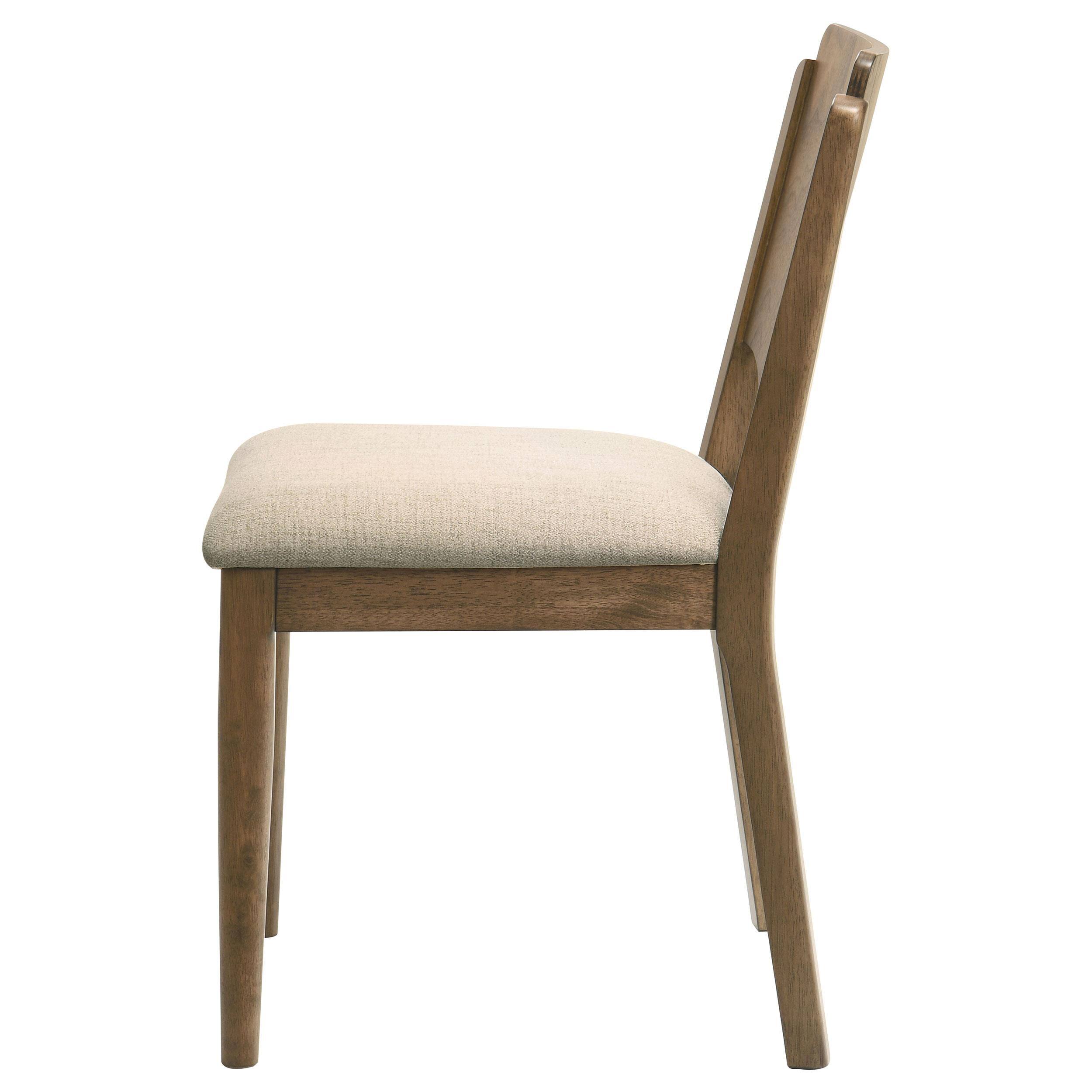 Alt View 3. Manhattan Lane - Billie Dining Chair Set of 2, Beige Fabric Seat, Brown Hardwood Frame - Brown, Beige.