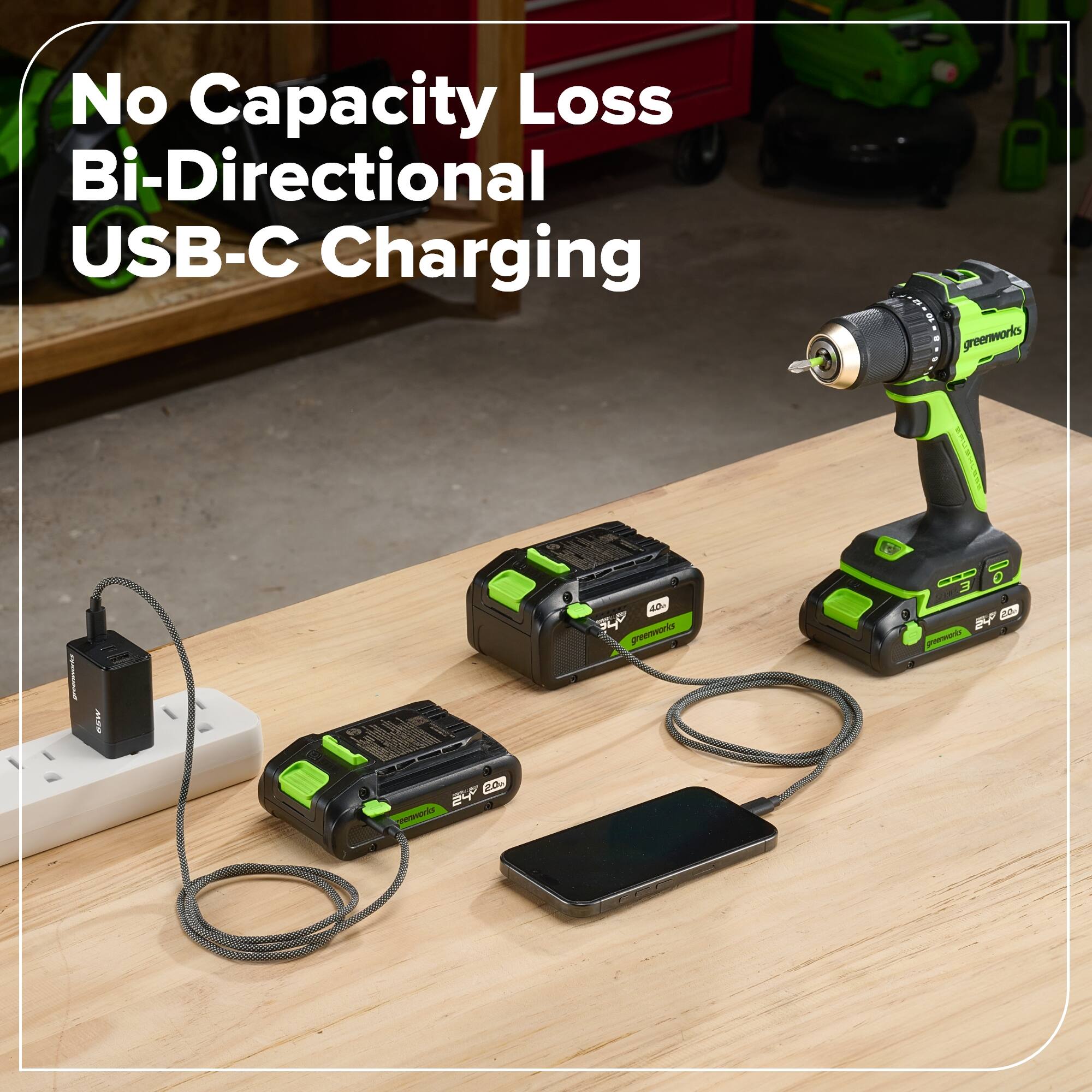 No Capacity Loss Bi-Directional USB-C Charging