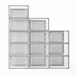 Frangdom - ABS Stackable Shoe Box 12-Pack Ventilated Dustproof - Gray
