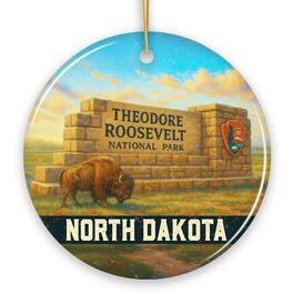 OrnamentallyYou - Scenic North Dakota Theodore Roosevelt Park Ornament, Bison Wildlife Christmas Gift and Great Plains - Multi-colored