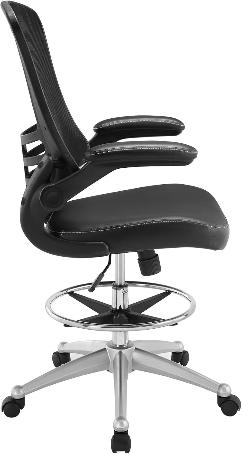 Left. Platinum-Level - Drafting Chair with Lumbar Support and Breathable Mesh Back - Black.