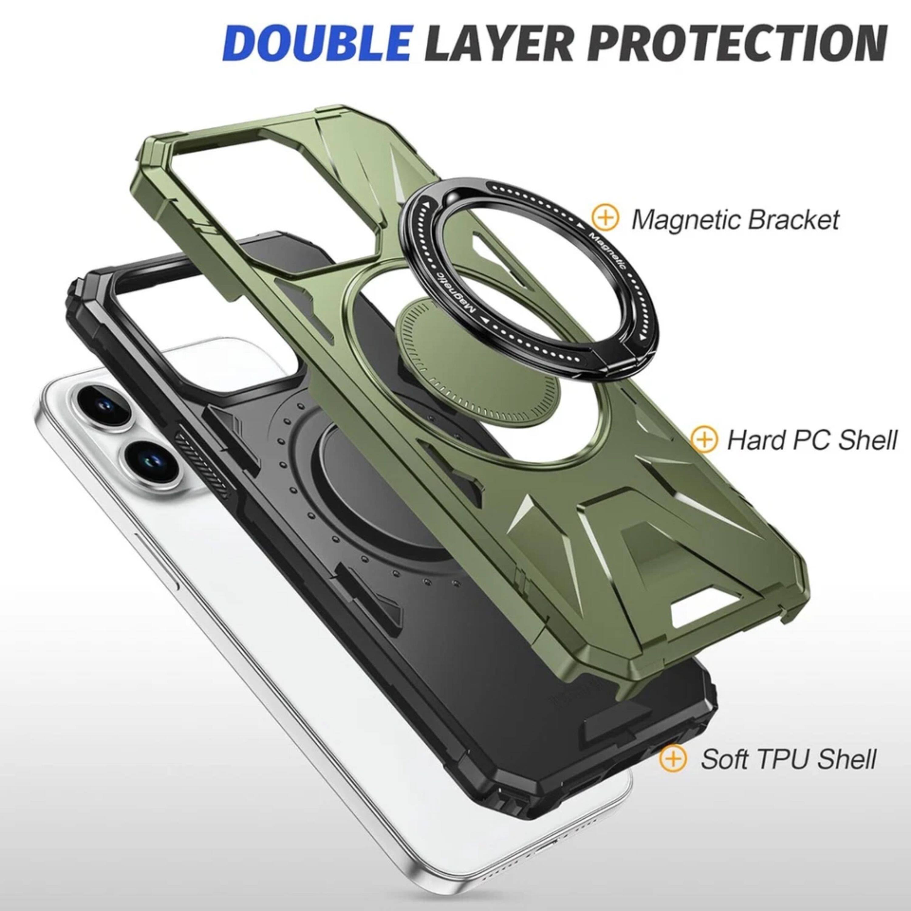 DOUBLE LAYER PROTECTION  
Magnetic Bracket  
Hard PC Shell  
Soft TPU Shell