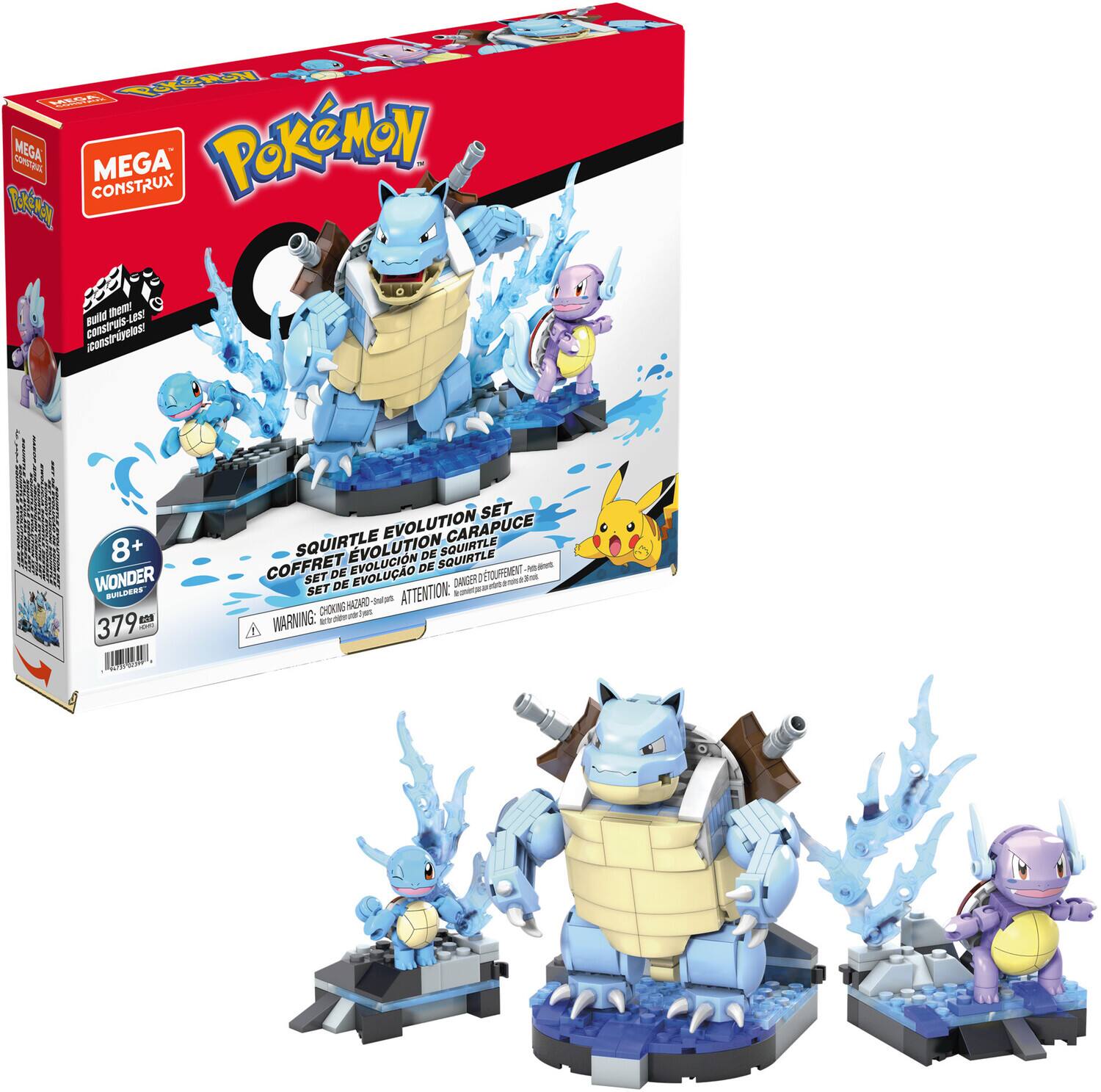 MEGA BLOKS - Pokemon: Squirtle Evolution Set, 379 Piece Building Toy Set - COLLECTABLES