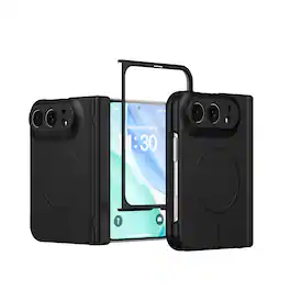 Dteck - Magnetic Full-Body Case for Apple iPhone Duo 2026 with 9H Tempered Screen Protector,Shock-absorbent Hinge Coverage - Black