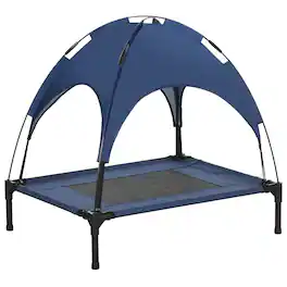 Pawhut - Elevated Portable Dog Cot Pet Bed with UV Protection Canopy Shade, 30 inch - Blue