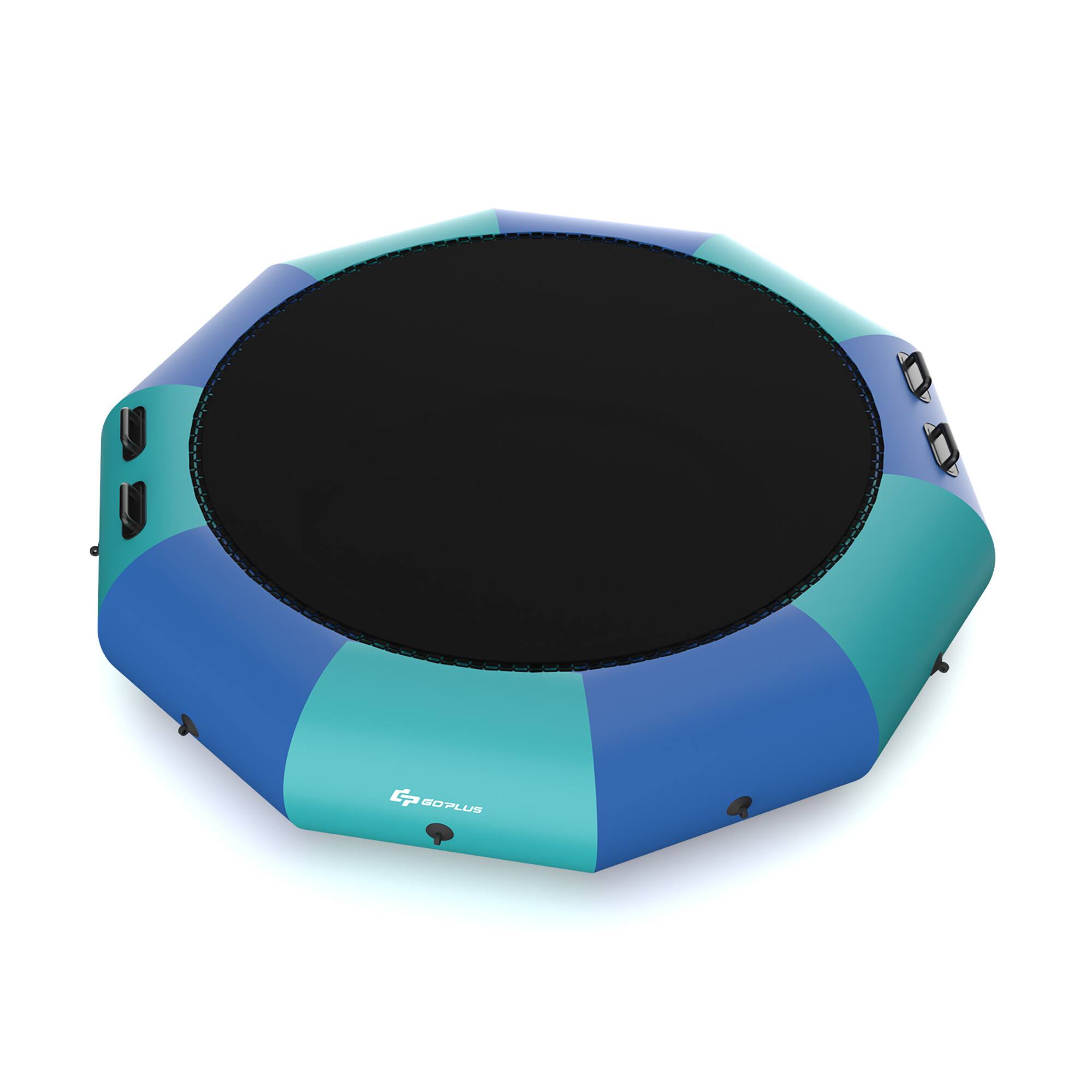 Front. GOPLUS - Goplus 10FT Inflatable Water Bouncer Splash Padded Water Trampoline - Blue/Green.