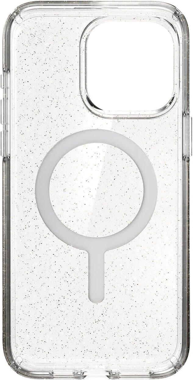 Back. Speck - Speck Presidio Lux with Gold MagSafe Glitter Case - iPhone 16 Pro Max - Clear/Gold Glitter.
