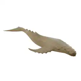 Zeckos - Hand Carved Wood Whale Statue 19in - Beige