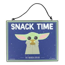 Silver Buffalo - Star Wars: The Mandalorian Grogu "Snack Time" Reversible Hanging Sign Wall Art - Blue