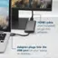 The text on the image is grouped and corrected as follows:

"... - F - O & INSIGNIA HDMI cable (not included) plugs into adapter. - Adapter plugs into the USB port on your laptop or desktop. ..."