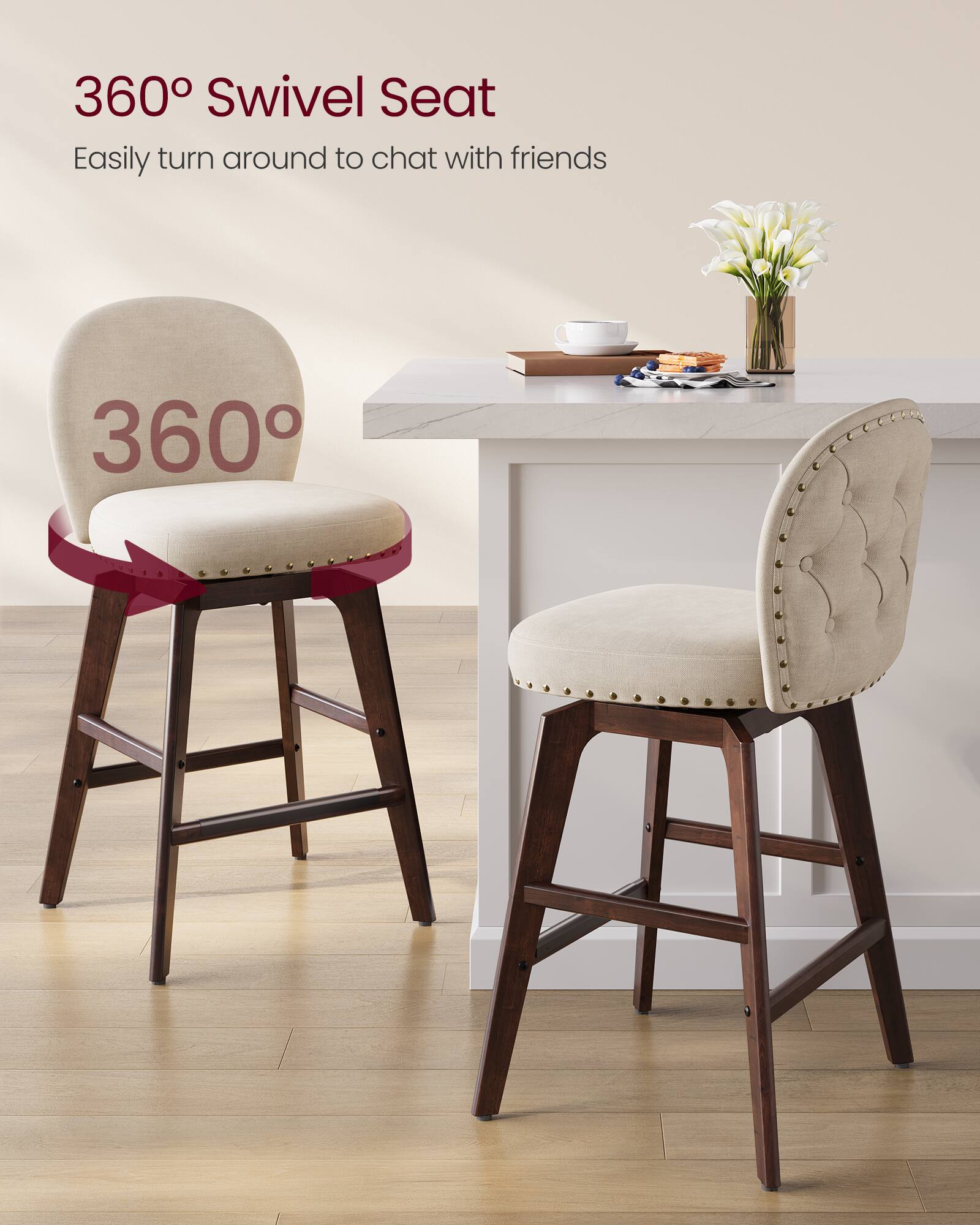 360° Swivel Seat  
Easily turn around to chat with friends