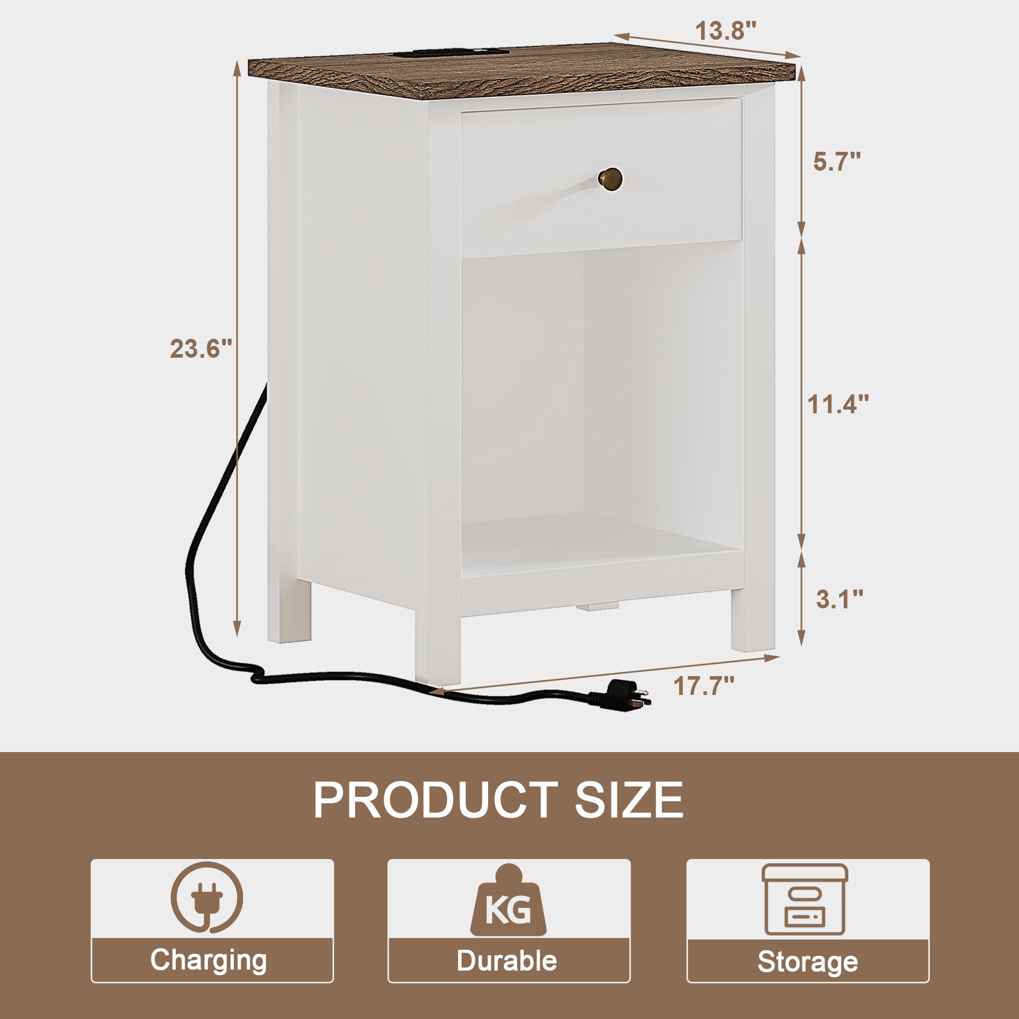 13.8" 5.7" 23.6" 11.4" 3.1" 17.7"  
PRODUCT SIZE  
Charging  
Durable  
Storage