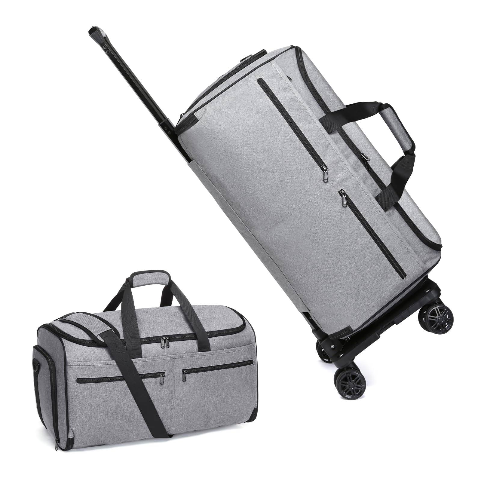 Front. DORLUKFU - Rolling Garment Bag, Travel Garment Duffle Bag with Wheels, Carry on 3 in 1 Suit Luggage Bag with Detachable Trolley for - Grey.