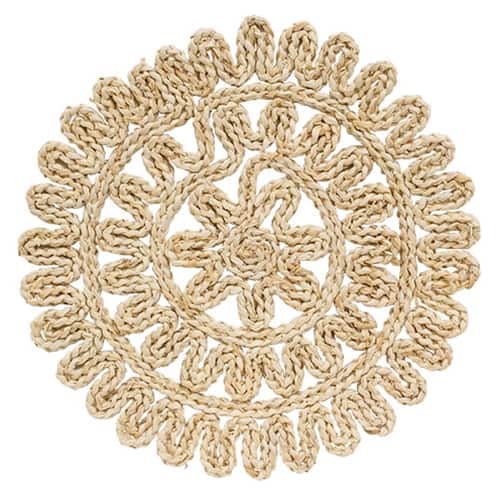 BreeBe - Flower Shape Corn Husk Table Mat - 15" - Natural